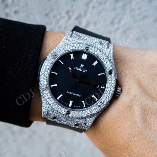Best Price Hublot Rubber Belt Custom Moissanite Watch customdiamjewel