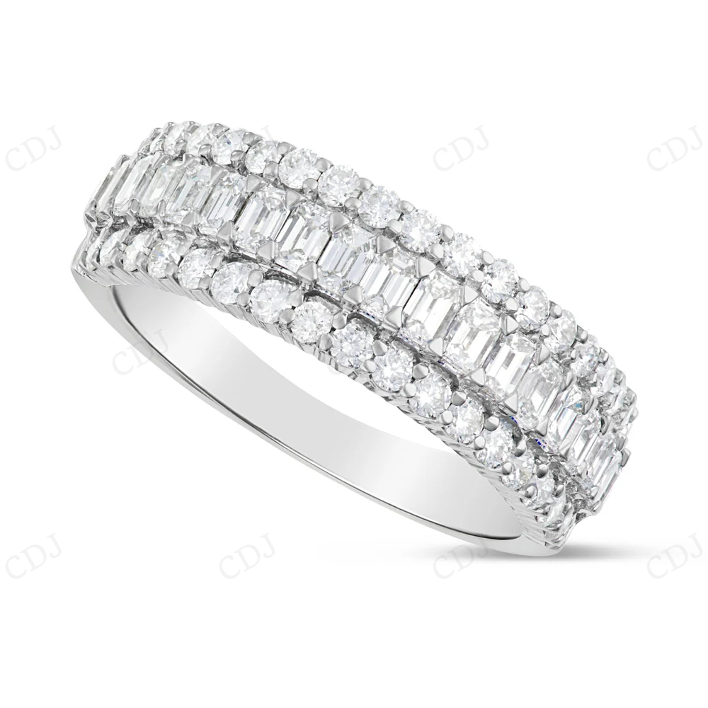 S925 Moissanite Baguette and Round Half Eternity Ring hip hop jewelry CustomDiamJewel