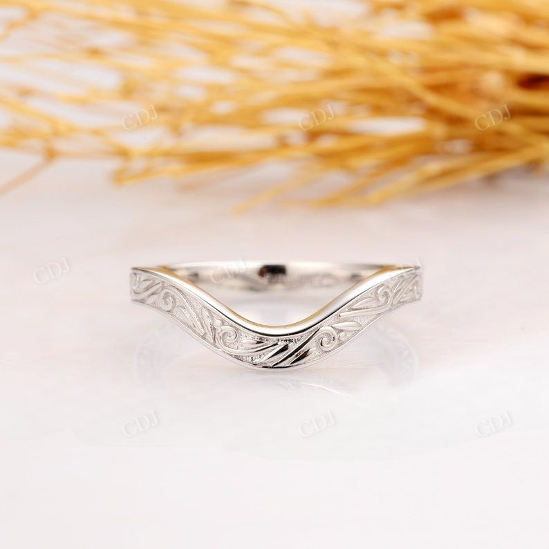 14K White Gold Curved Matching Wedding Band Wedding Band customdiamjewel   