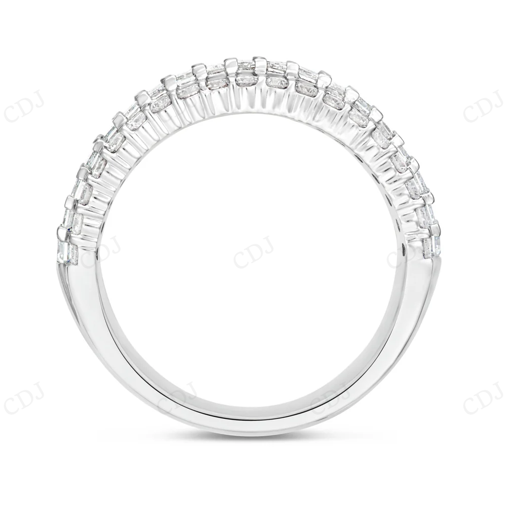 S925 Moissanite Baguette and Round Half Eternity Ring hip hop jewelry CustomDiamJewel