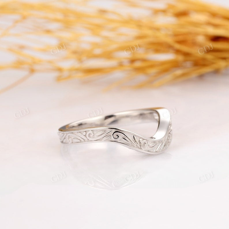 14K White Gold Curved Matching Wedding Band Wedding Band customdiamjewel   