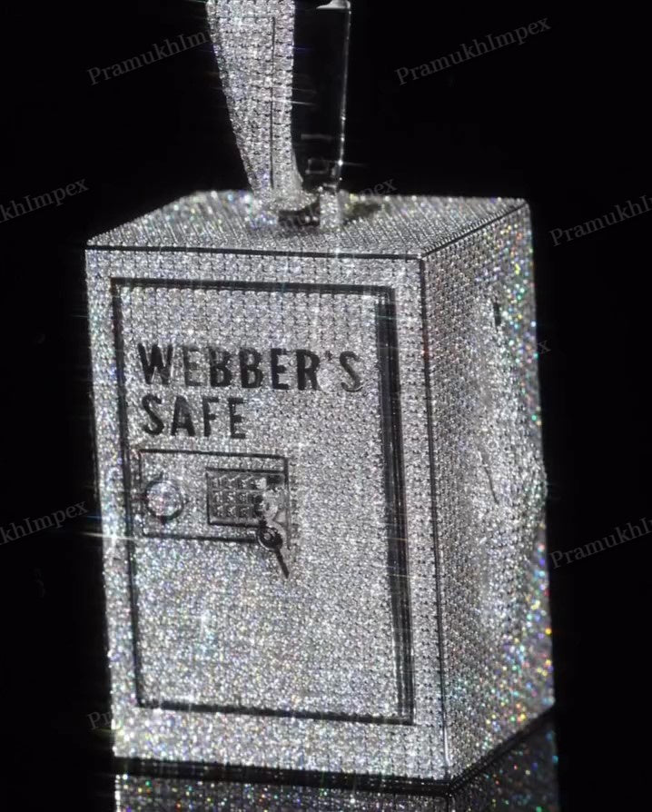 Iced Out Customized Webbers Safe Box Pendant hip hop jewelry CustomDiamJewel   