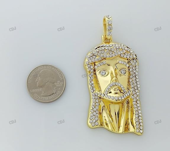 Custom Gold Plated Luxury Jesus Pendant hip hop jewelry CustomDiamJewel