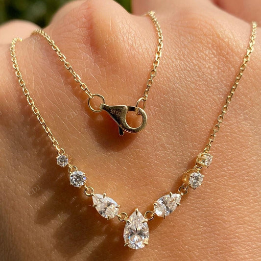 Lab Grown Diamond Pear And Round Cut Pendant