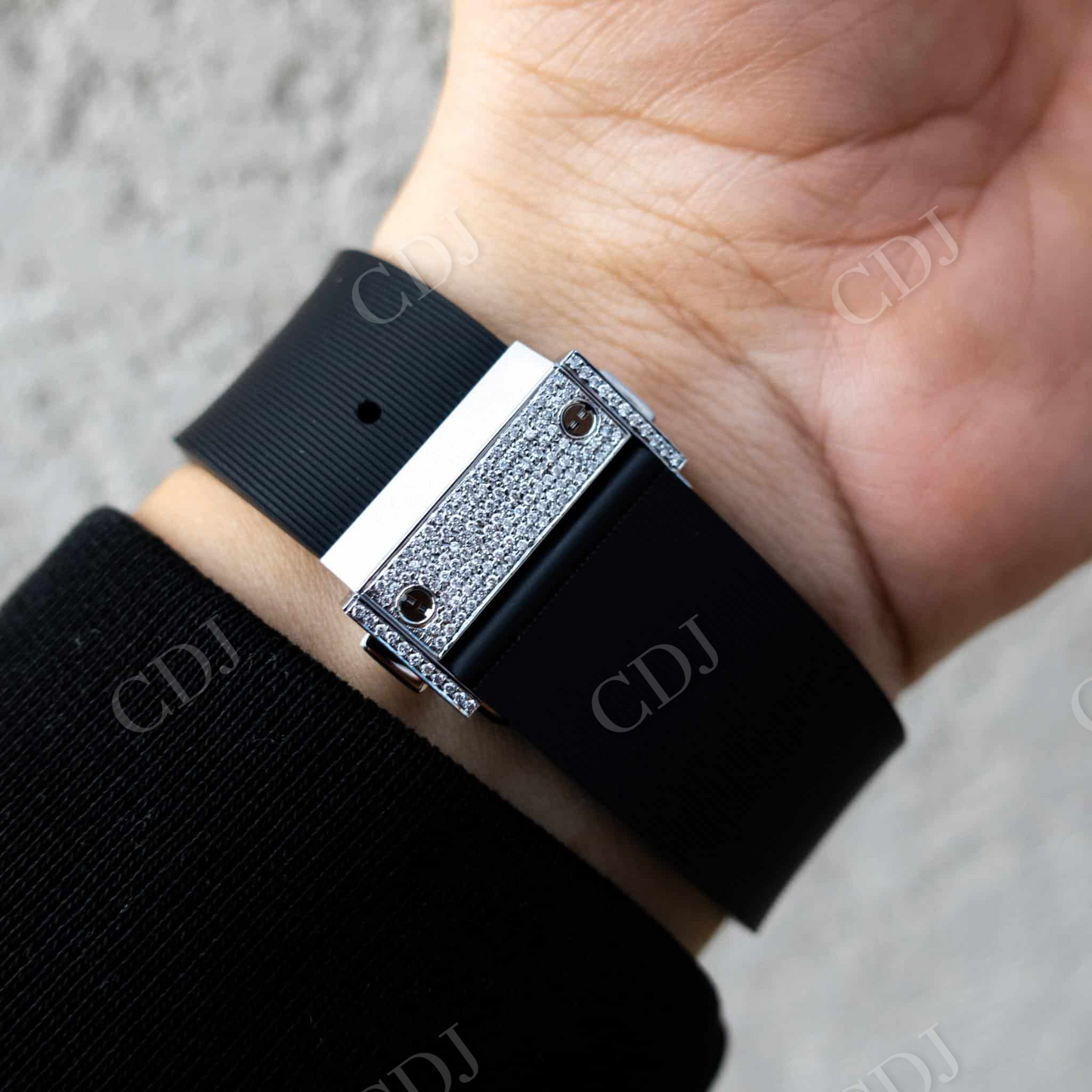 Best Price Hublot Rubber Belt Custom Moissanite Watch customdiamjewel