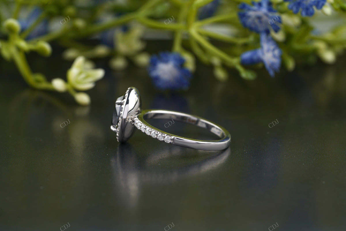 Black Oval Cut Pavé Halo Ring customdiamjewel