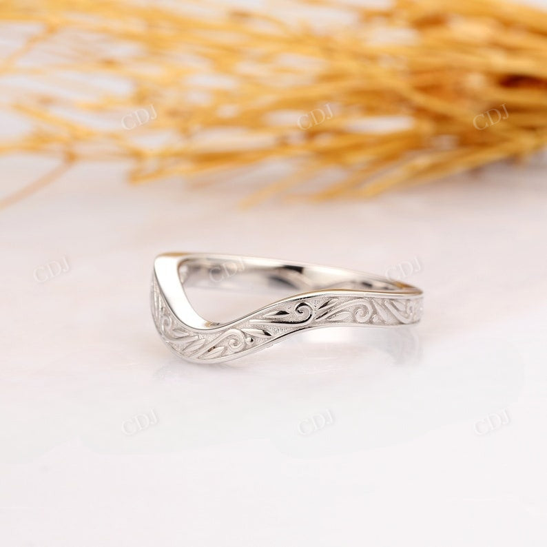 14K White Gold Curved Matching Wedding Band Wedding Band customdiamjewel   