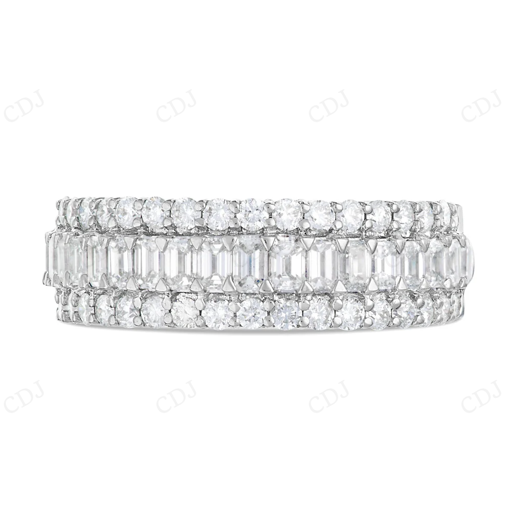 S925 Moissanite Baguette and Round Half Eternity Ring hip hop jewelry CustomDiamJewel