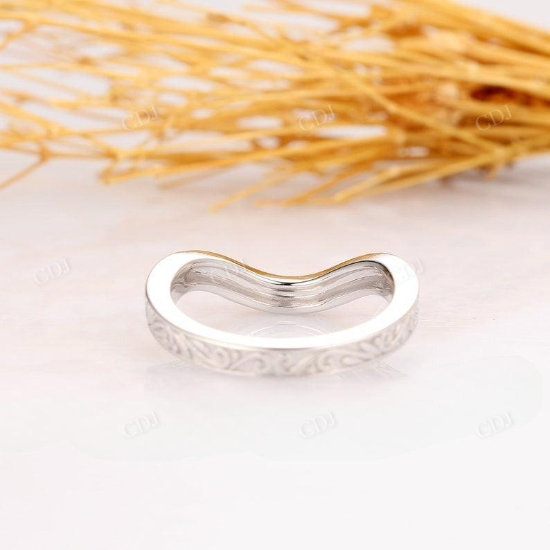 14K White Gold Curved Matching Wedding Band Wedding Band customdiamjewel   