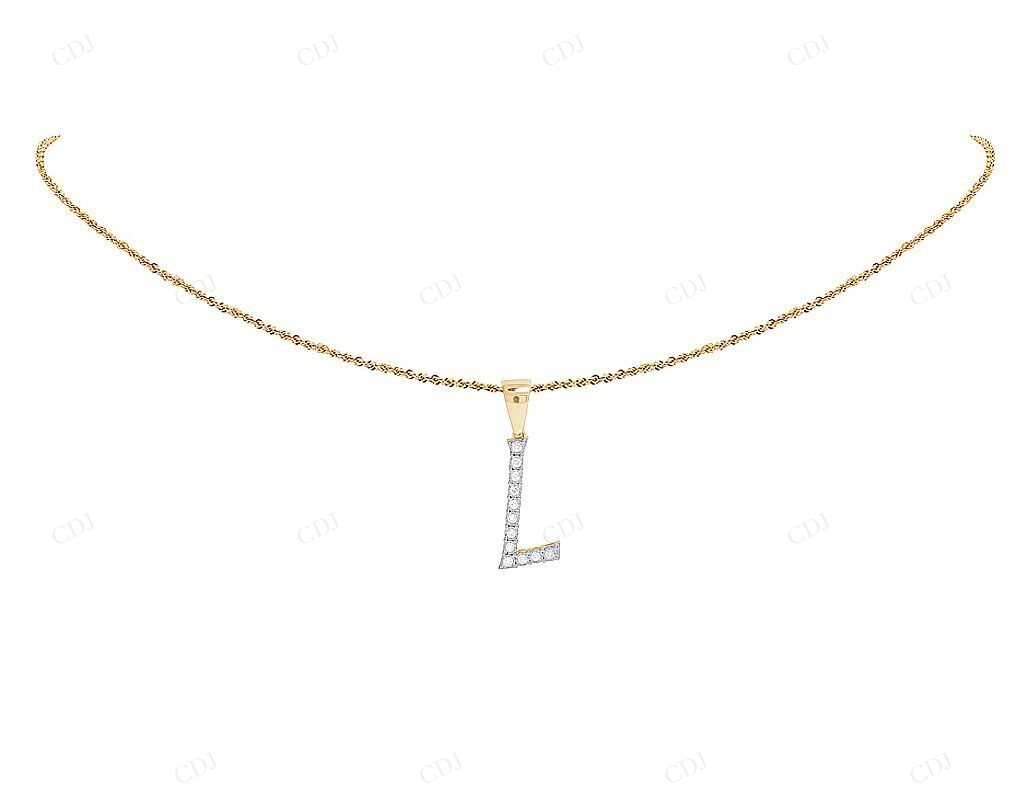 0.25 CTW 10K Gold Natural Diamond L Letter Pendant CustomDiamJewel