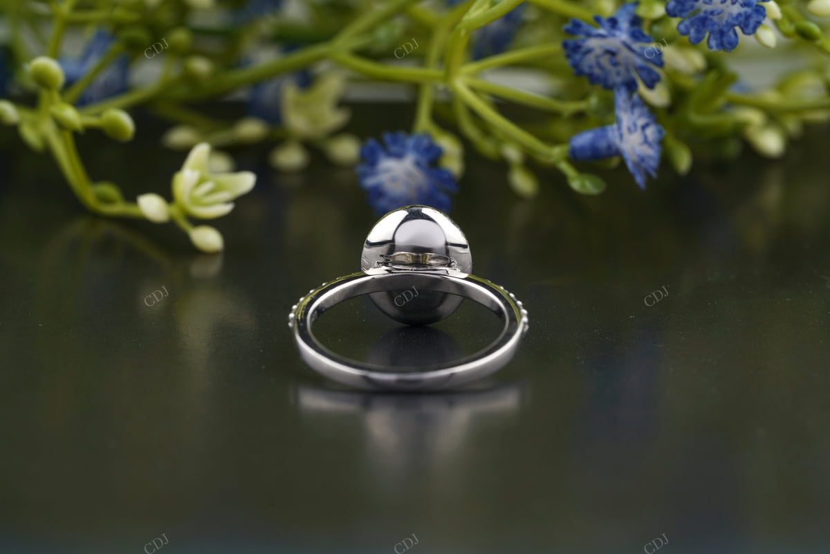 Black Oval Cut Pavé Halo Ring customdiamjewel