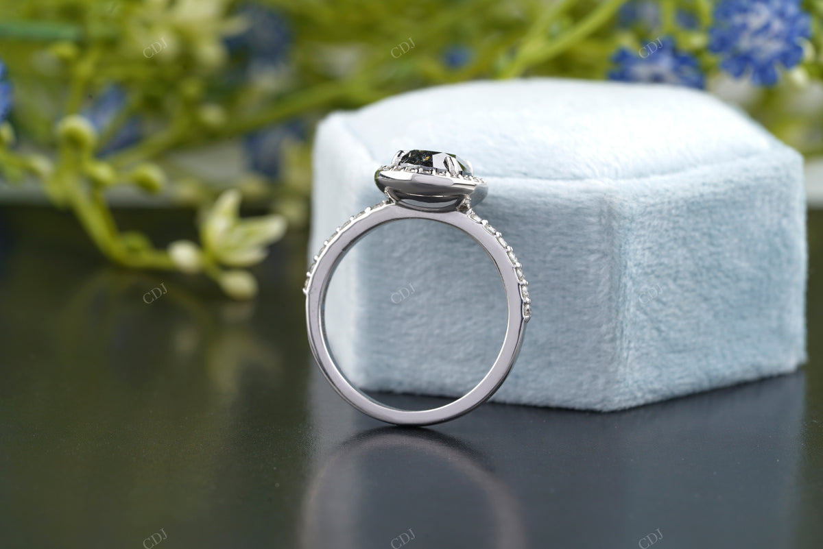 Black Oval Cut Pavé Halo Ring customdiamjewel