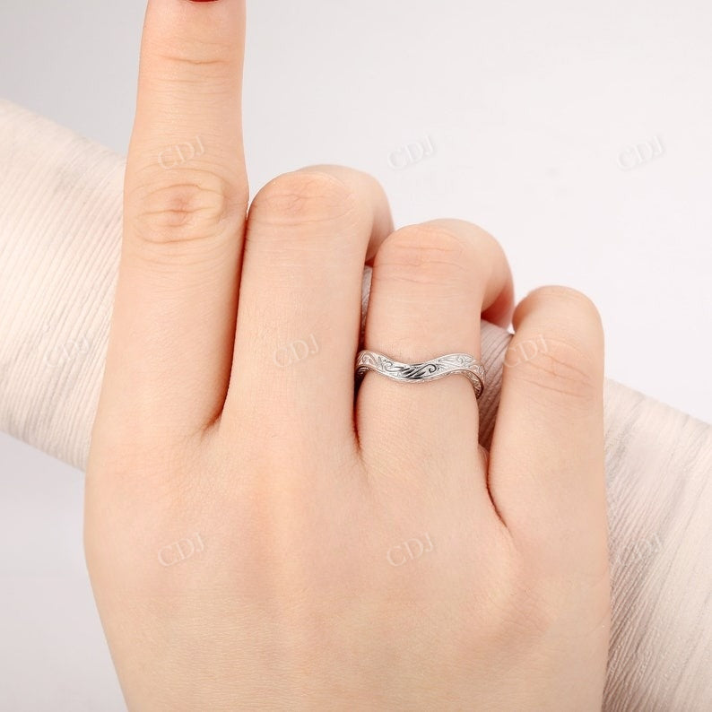 14K White Gold Curved Matching Wedding Band Wedding Band customdiamjewel   