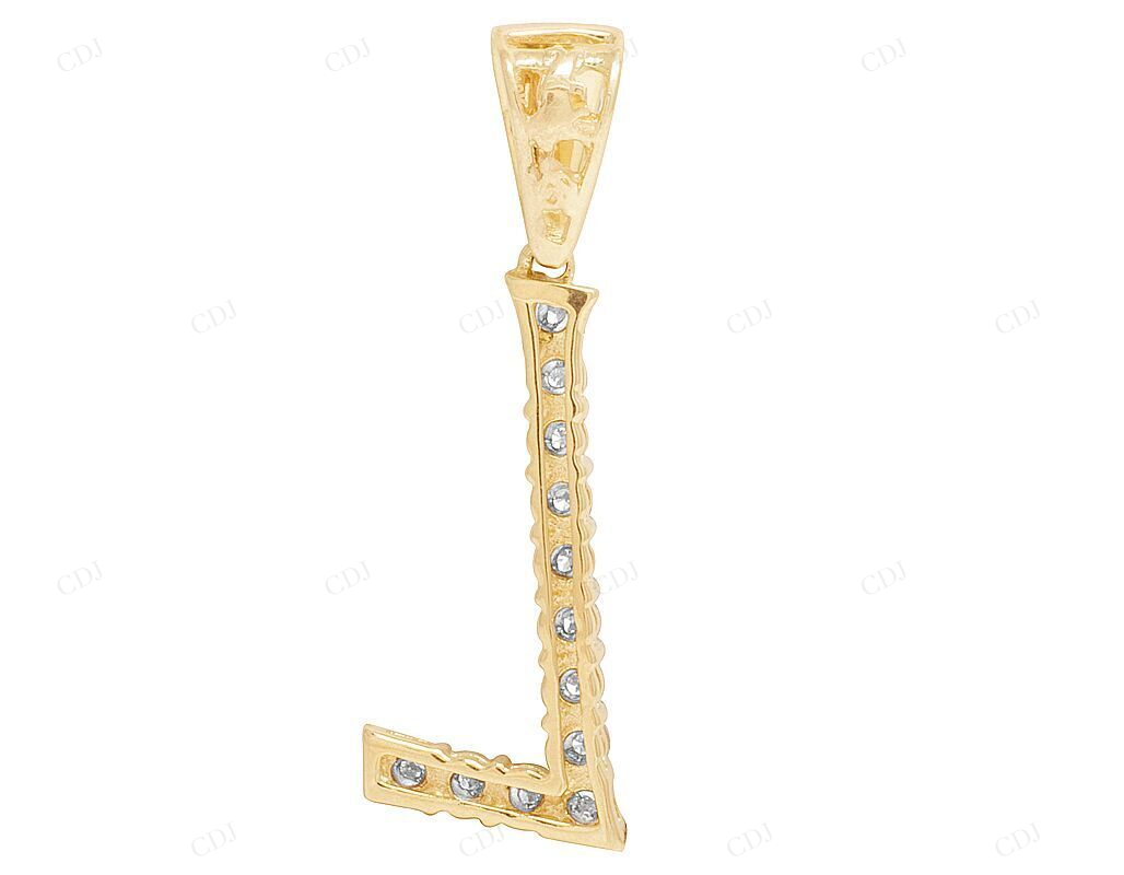 0.25 CTW 10K Gold Natural Diamond L Letter Pendant CustomDiamJewel