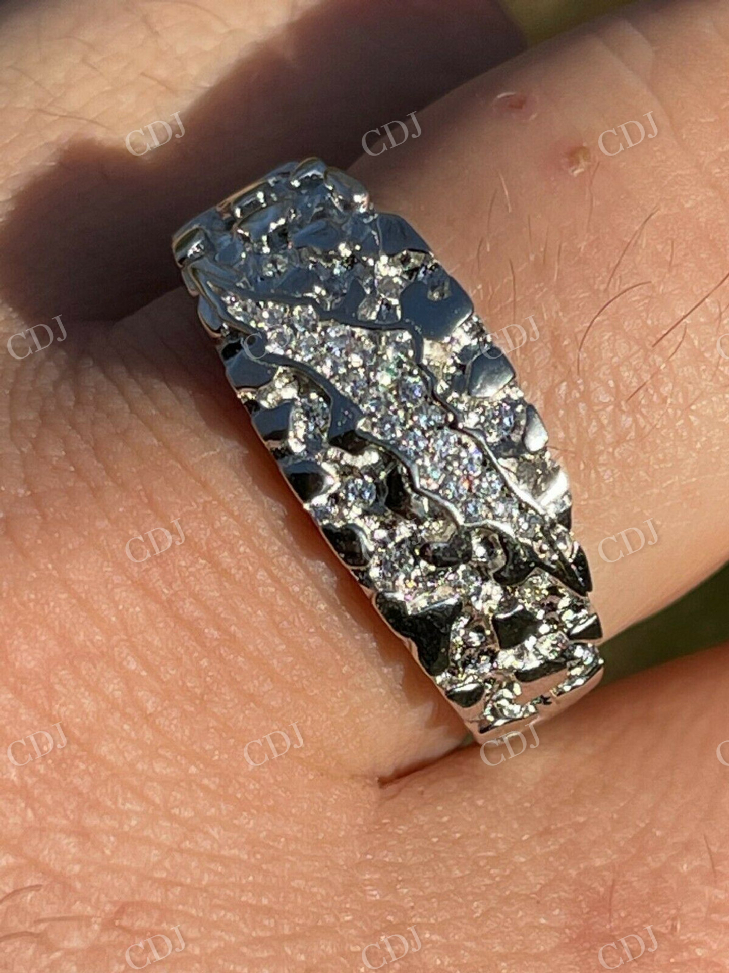 Iced Diamond Nugget Band Hip Hop Ring  customdiamjewel   