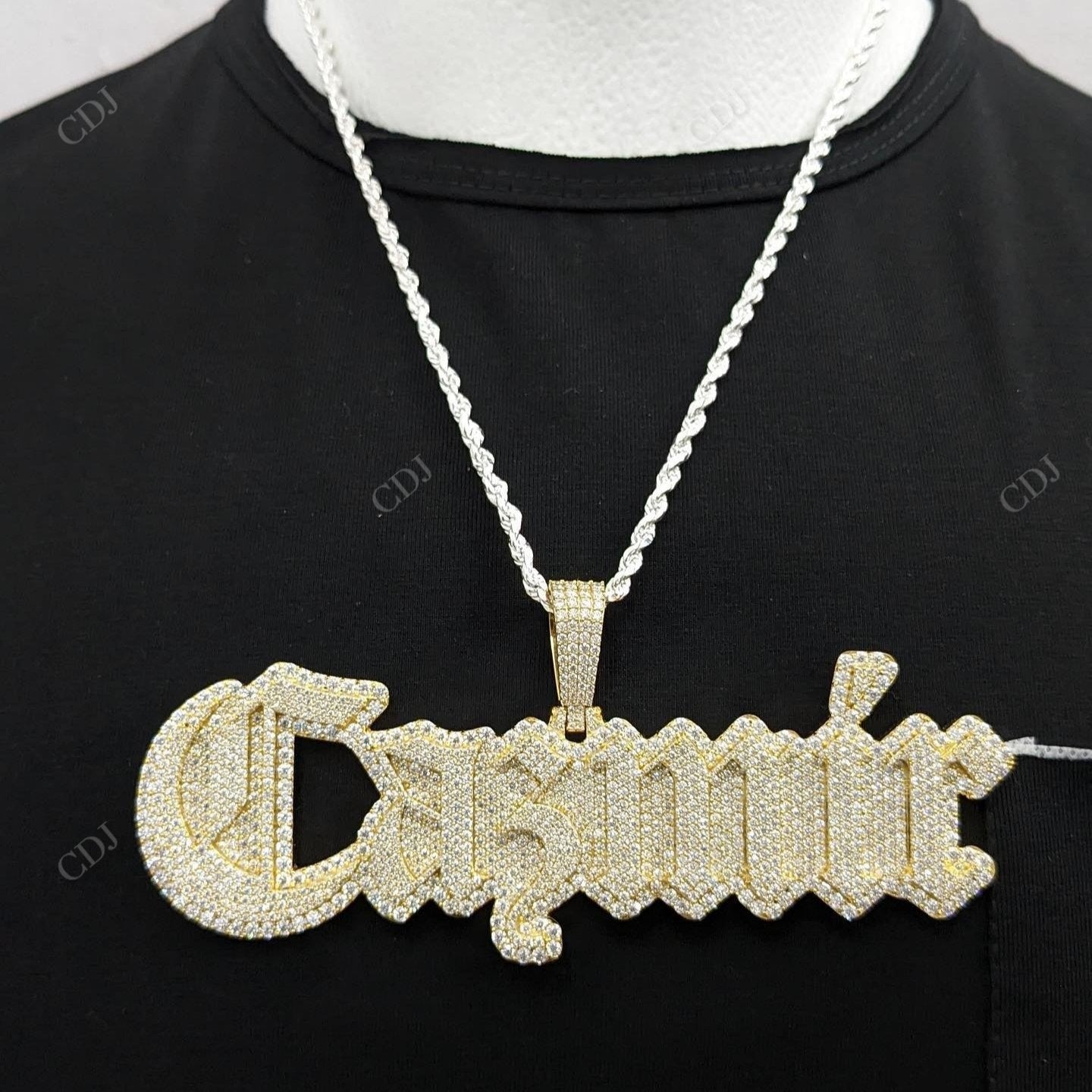 Custom Yellow Gold Plated Silver diamond Hip Hop Pendant hip hop jewelry CustomDiamJewel   