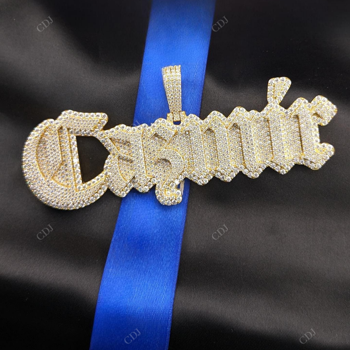 Custom Yellow Gold Plated Silver diamond Hip Hop Pendant hip hop jewelry CustomDiamJewel   