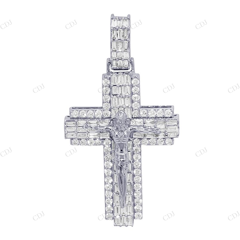14K Gold Jesus Crucifix Lab Grown Diamond Cross Pendant Hip Hop Pendent CustomDiamJewel