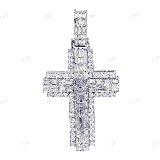 14K Gold Jesus Crucifix Lab Grown Diamond Cross Pendant Hip Hop Pendent CustomDiamJewel
