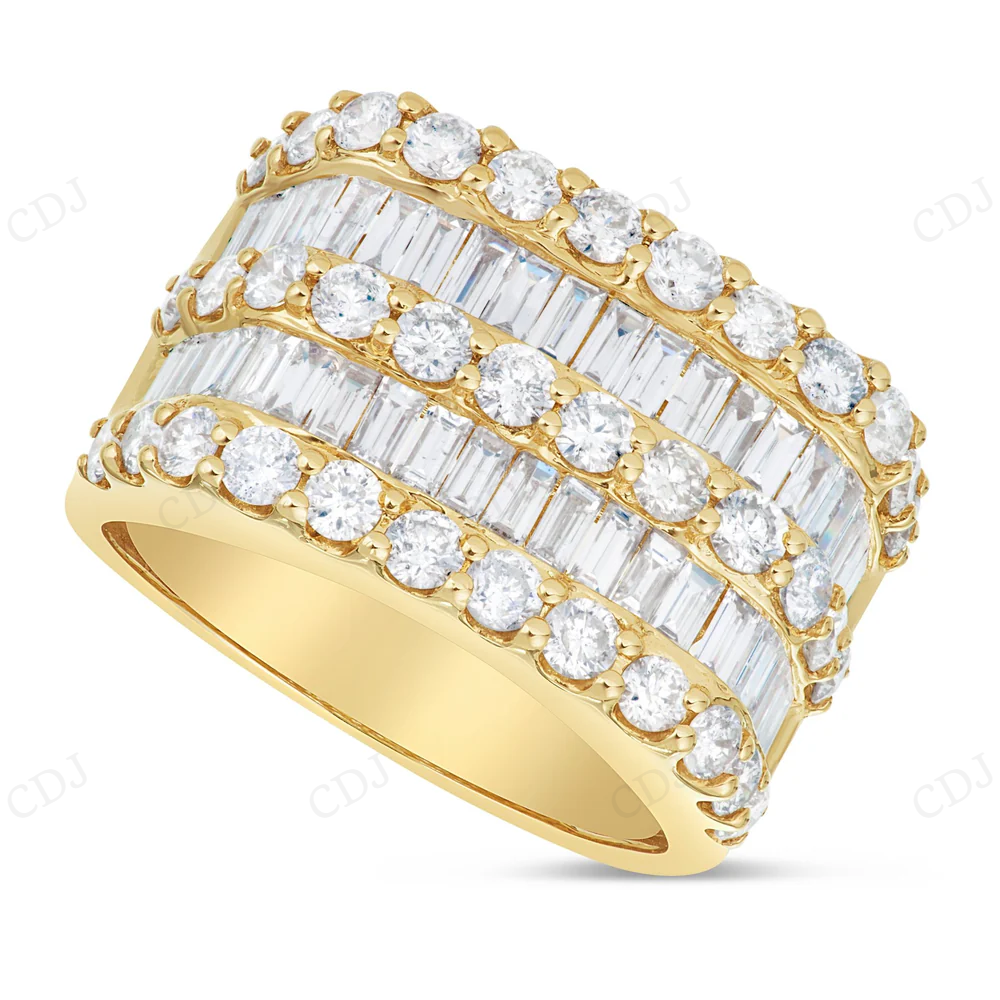 14Kt Gold Round and Baguette Moissanite Hip Hop ring hip hop jewelry CustomDiamJewel
