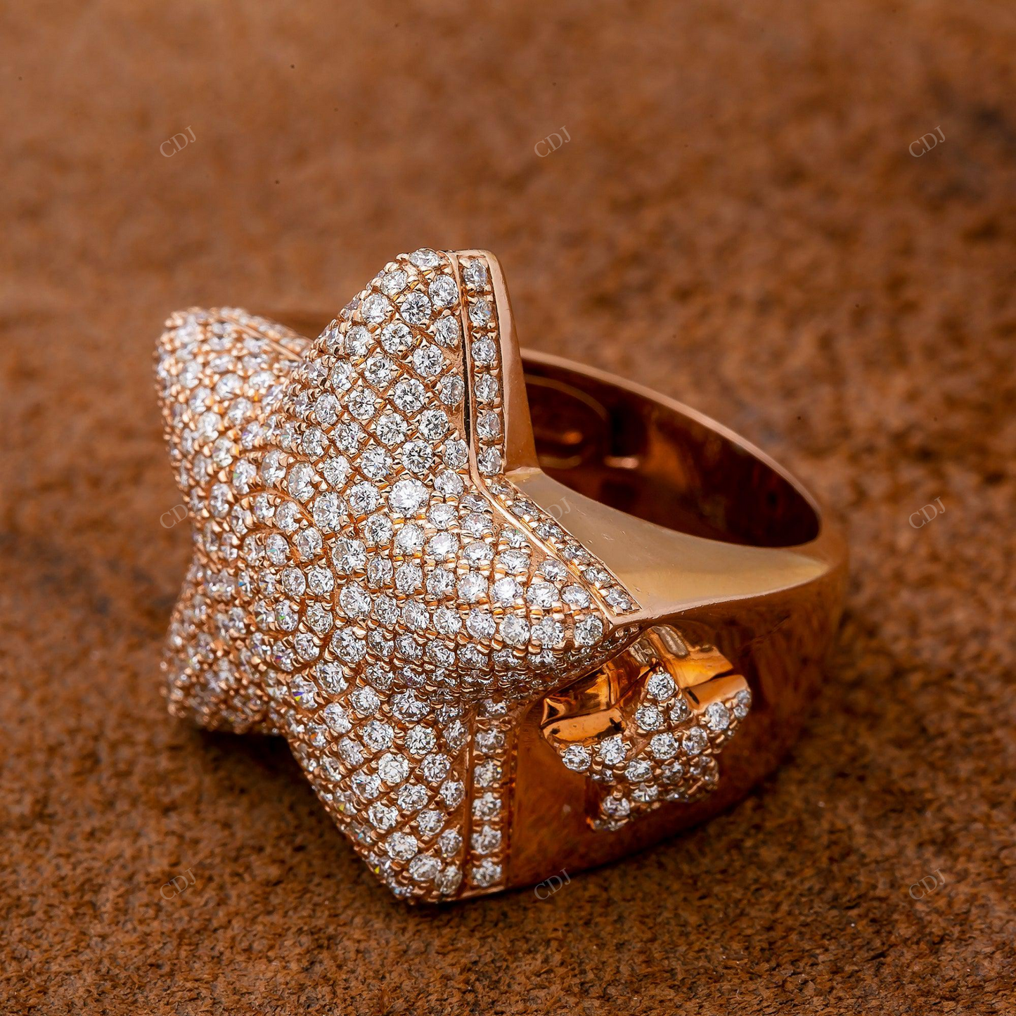 Hip Hop Style Rose Gold Moissanite Star Ring hip hop jewelry customdiamjewel