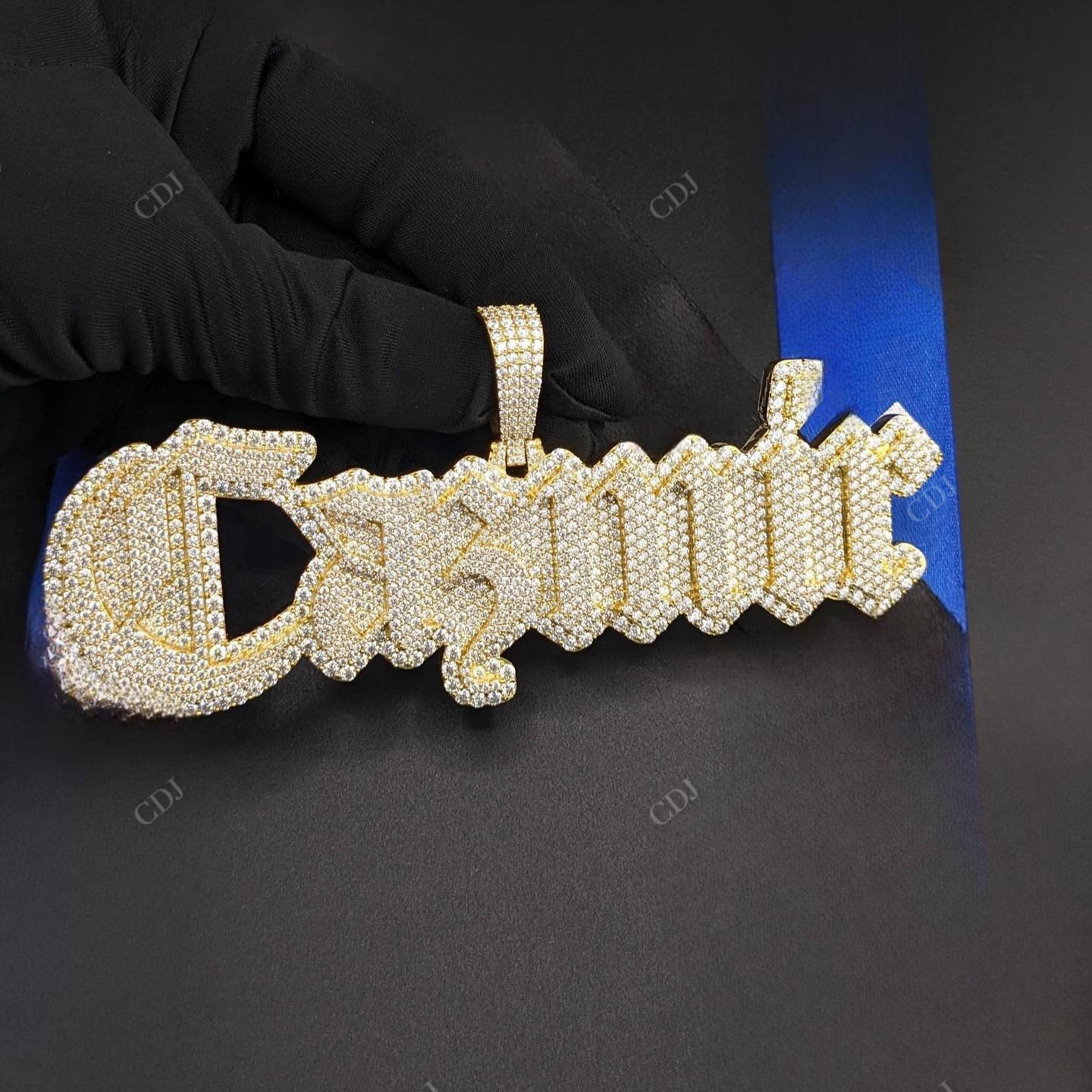 Custom Yellow Gold Plated Silver diamond Hip Hop Pendant hip hop jewelry CustomDiamJewel   