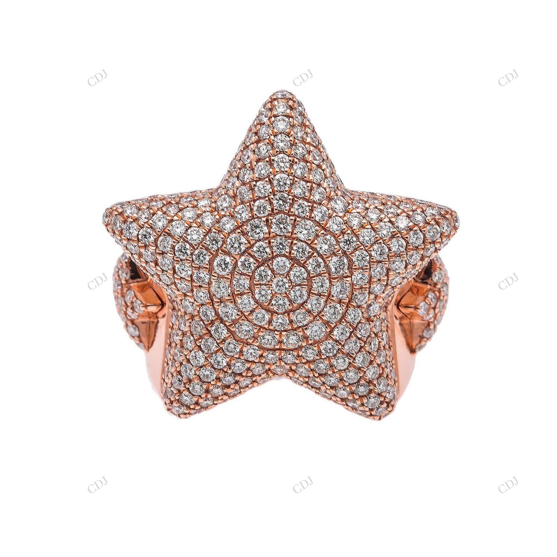 Hip Hop Style Rose Gold Moissanite Star Ring hip hop jewelry customdiamjewel