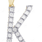 1.3" Natural Diamond 10K Gold K Letter Pendant CustomDiamJewel