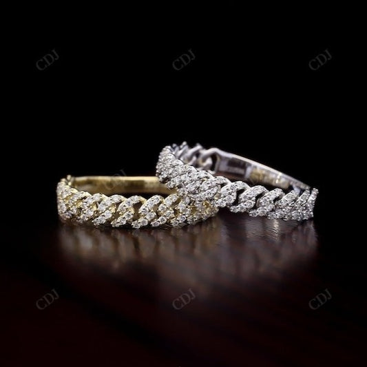 Natural Diamond Cuban Link Chain Wedding Band  customdiamjewel Sterling Silver White Gold VVS-EF