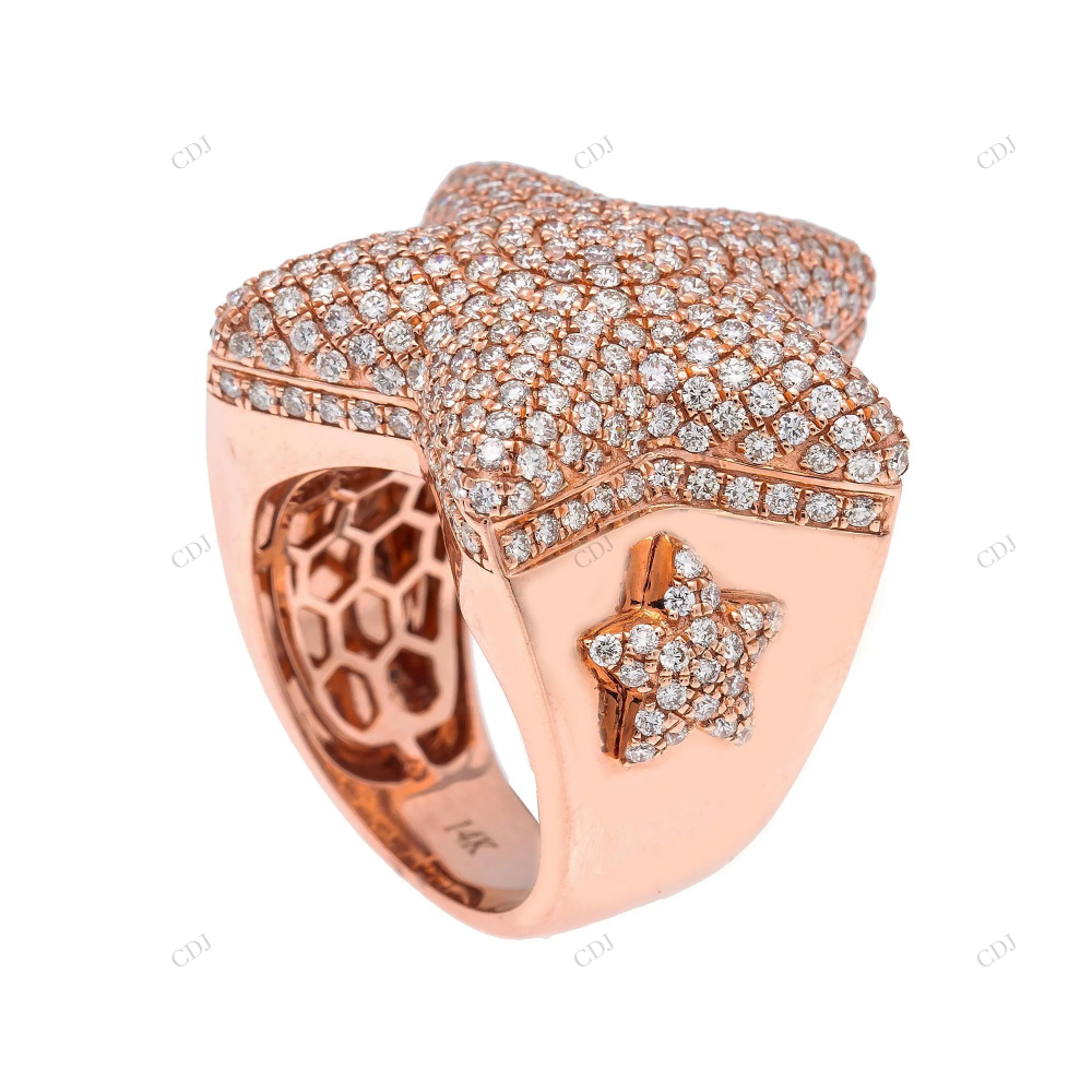 Hip Hop Style Rose Gold Moissanite Star Ring hip hop jewelry customdiamjewel