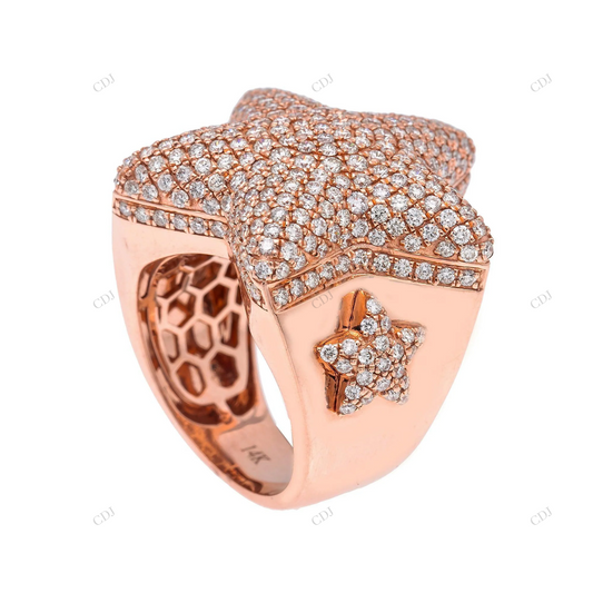 Rose Gold Star Full Diamond Setting Ring hip hop jewelry customdiamjewel