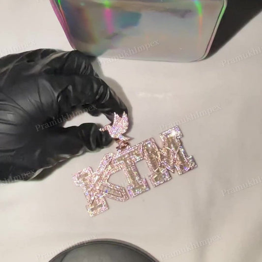 Iced Out Customized Rose Gold Plated Diamond Pendant hip hop jewelry CustomDiamJewel   