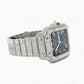 Full White Iced Out Blue Plate Moissanite Watch Wholesaler customdiamjewel