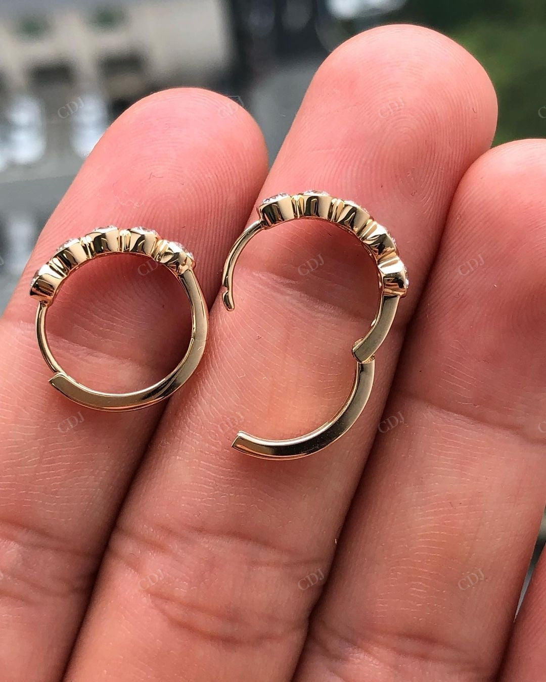 Round Cut Lab Grown Diamond Hoop Earrings