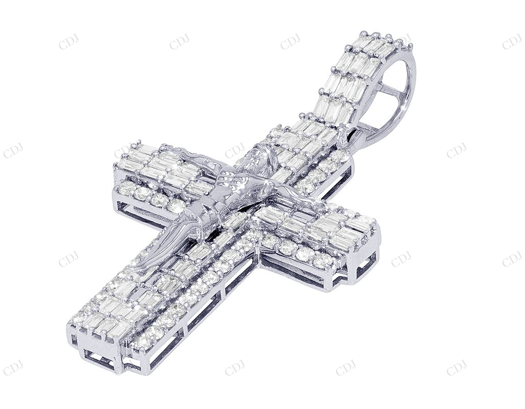 14K Gold Jesus Crucifix Lab Grown Diamond Cross Pendant Hip Hop Pendent CustomDiamJewel