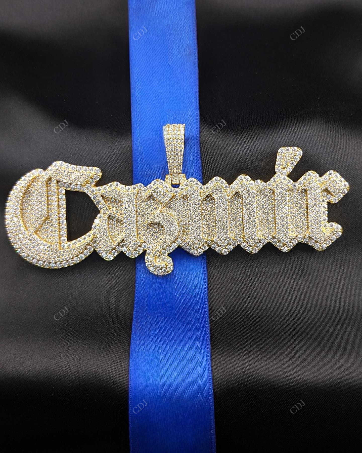 Custom Yellow Gold Plated Silver diamond Hip Hop Pendant hip hop jewelry CustomDiamJewel   