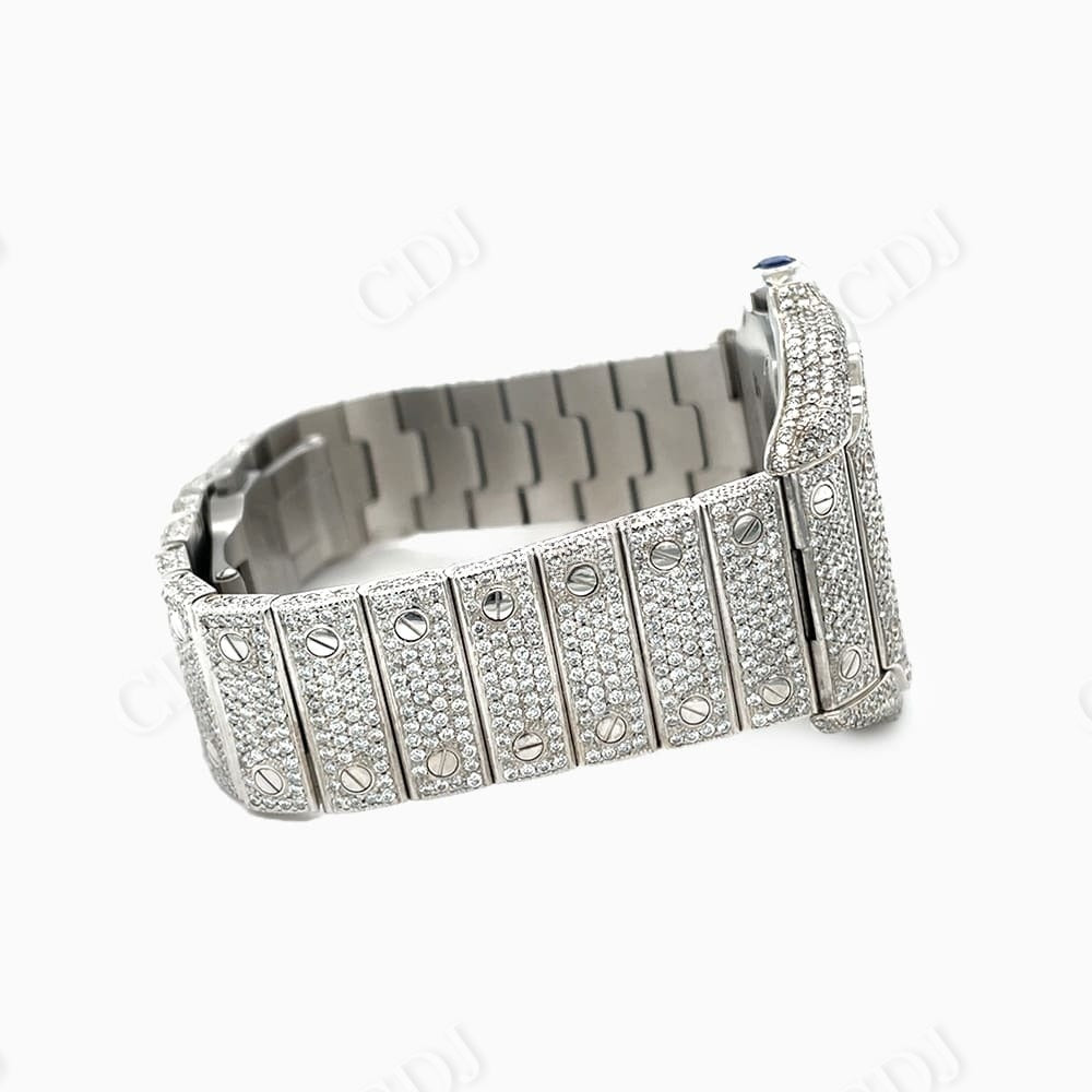 Full White Iced Out Blue Plate Moissanite Watch Wholesaler customdiamjewel