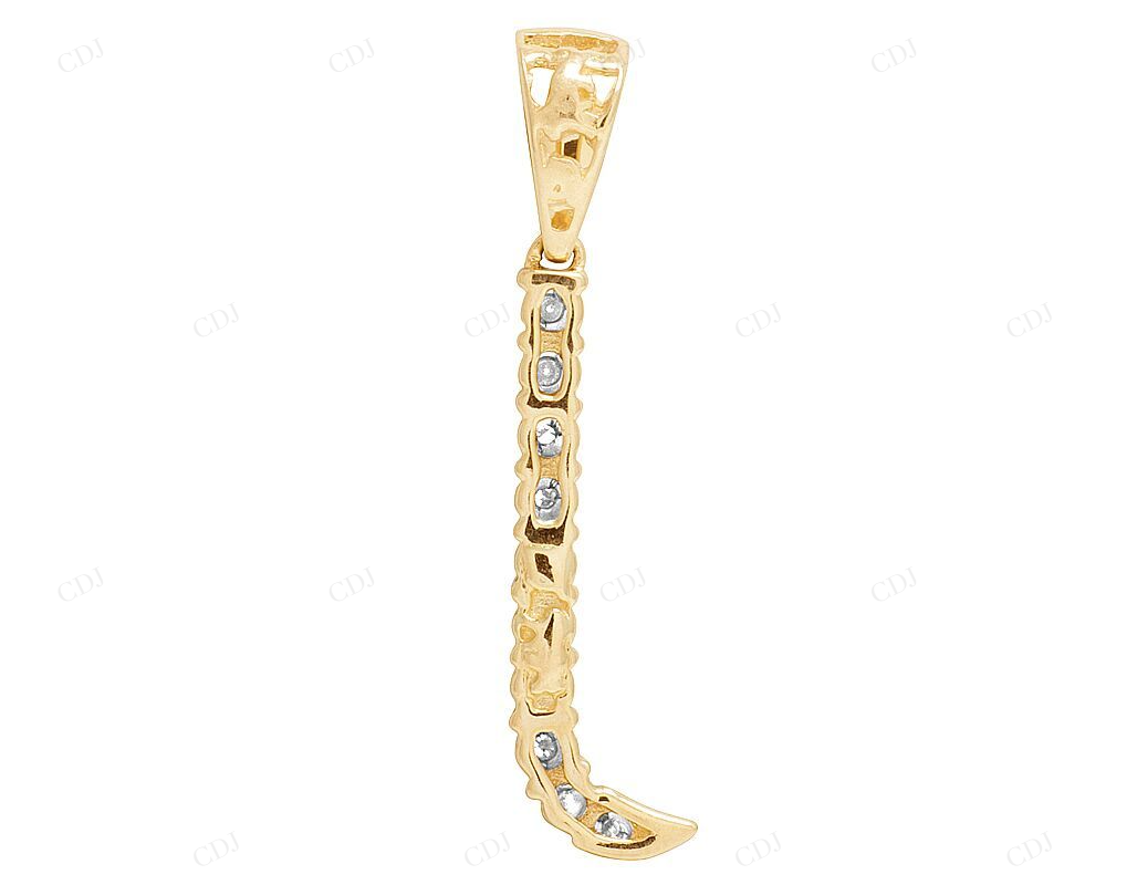 0.20 CTW Natural Diamond 10K Gold J Letter Pendant CustomDiamJewel