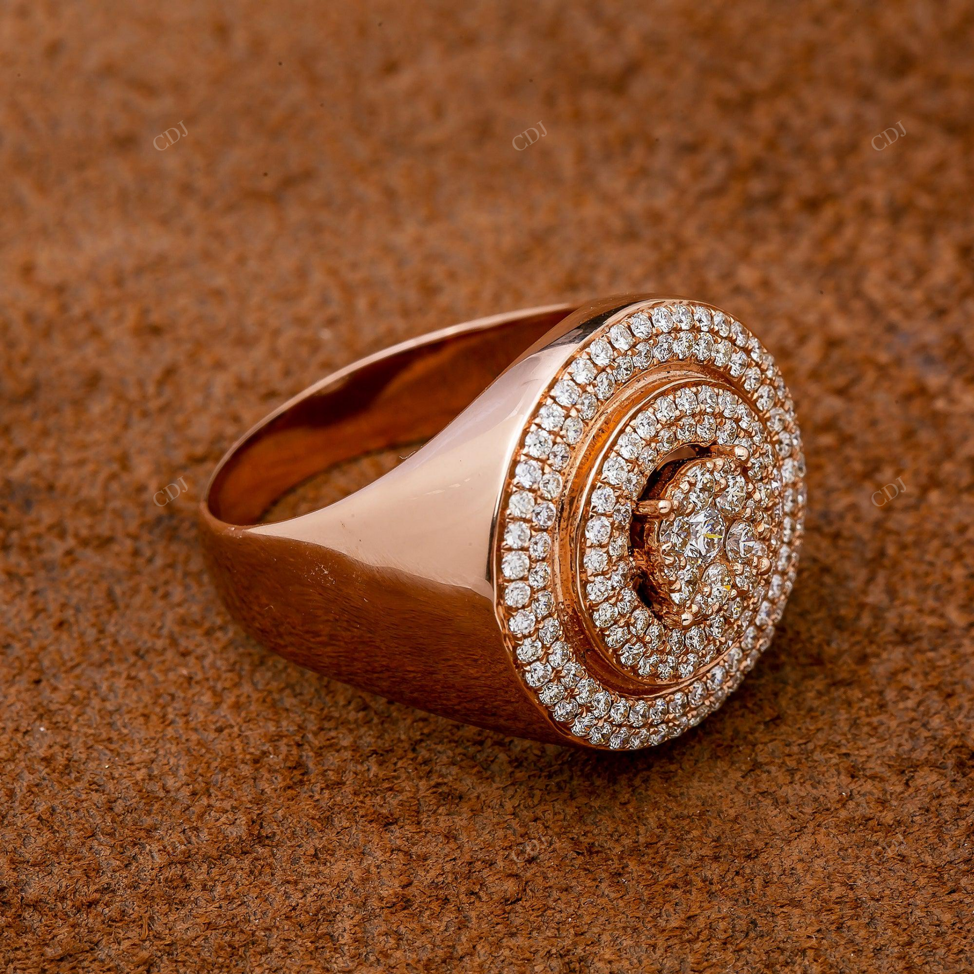 14K Rose Gold Iced Out Dome Silver Ring hip hop jewelry customdiamjewel