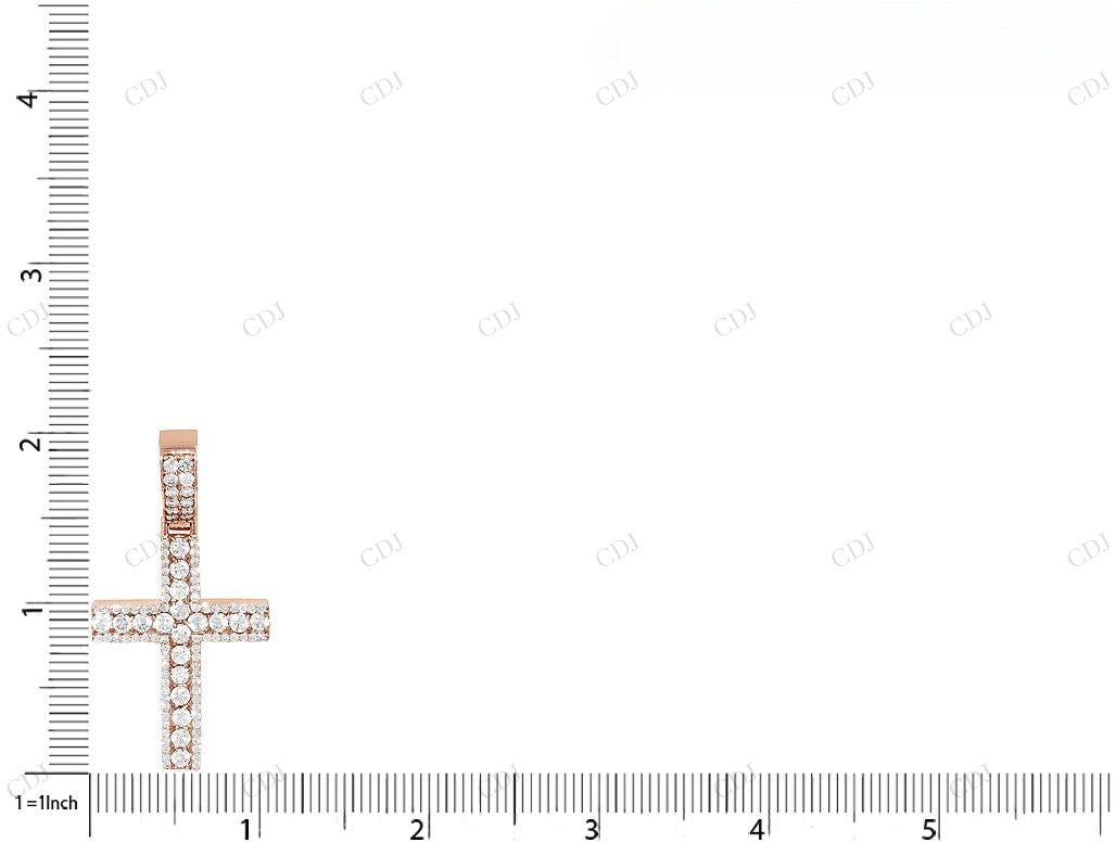2 Inch Lab Grown Diamond 14K Rose Gold Cross Pendant Hip Hop Pendent CustomDiamJewel