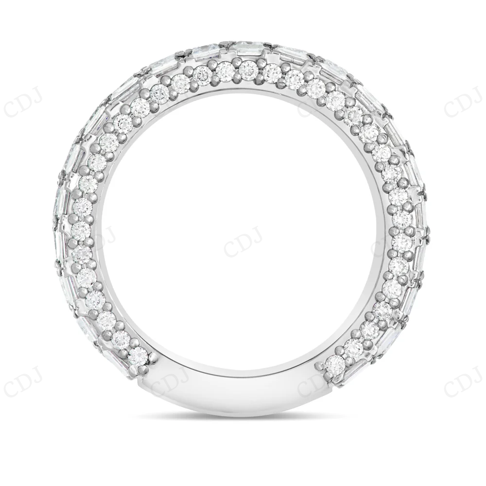 Sterling Silver Moissanite Emerald 3/4 Eternity Ring hip hop jewelry CustomDiamJewel