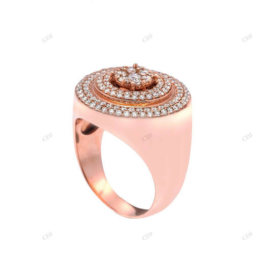 14K Rose Gold Iced Out Dome Silver Ring hip hop jewelry customdiamjewel
