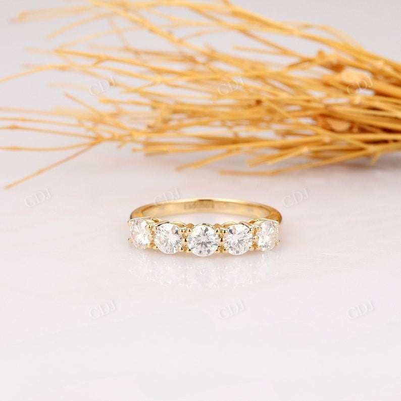 1.50CTW Natural Diamond Round Cut 5 Stone Wedding Band Wedding Band customdiamjewel 10 KT Solid Gold Yellow Gold VVS-EF