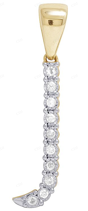 0.20 CTW Natural Diamond 10K Gold J Letter Pendant CustomDiamJewel