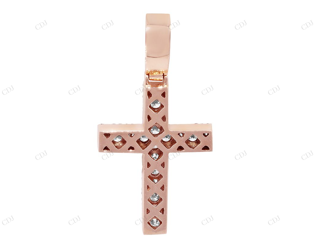 2 Inch Lab Grown Diamond 14K Rose Gold Cross Pendant Hip Hop Pendent CustomDiamJewel