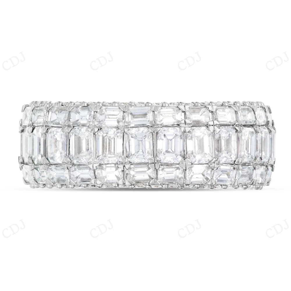 Sterling Silver Moissanite Emerald 3/4 Eternity Ring hip hop jewelry CustomDiamJewel