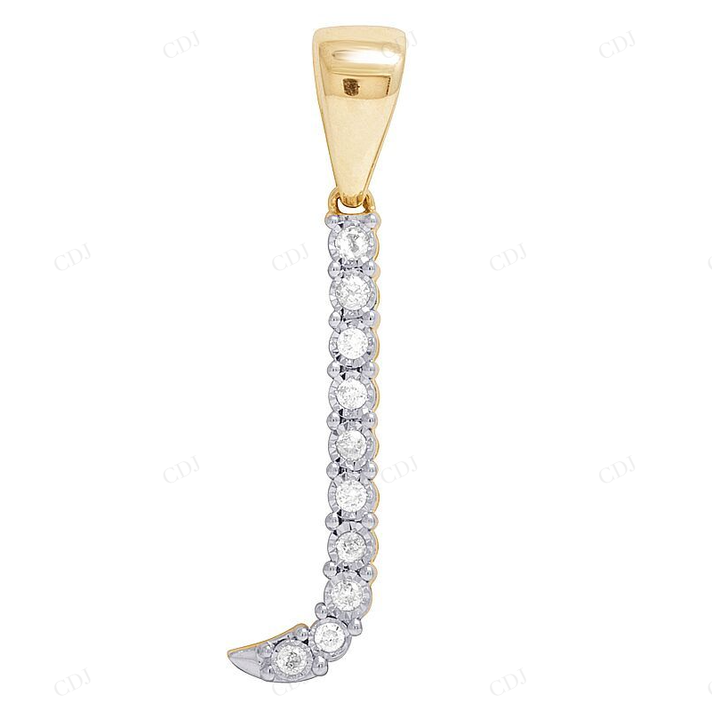 0.20 CTW Natural Diamond 10K Gold J Letter Pendant CustomDiamJewel