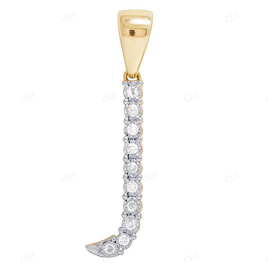 0.20 CTW Natural Diamond 10K Gold J Letter Pendant CustomDiamJewel