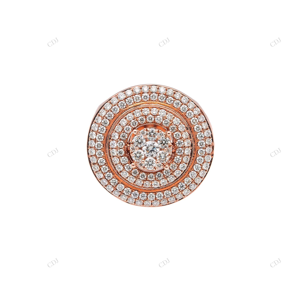 14K Rose Gold Iced Out Dome Silver Ring hip hop jewelry customdiamjewel