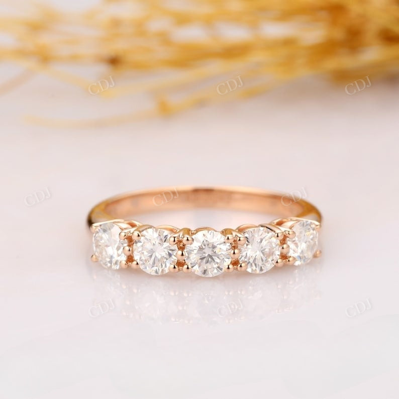 1.50CTW Natural Diamond Round Cut 5 Stone Wedding Band Wedding Band customdiamjewel 10 KT Solid Gold Rose Gold VVS-EF
